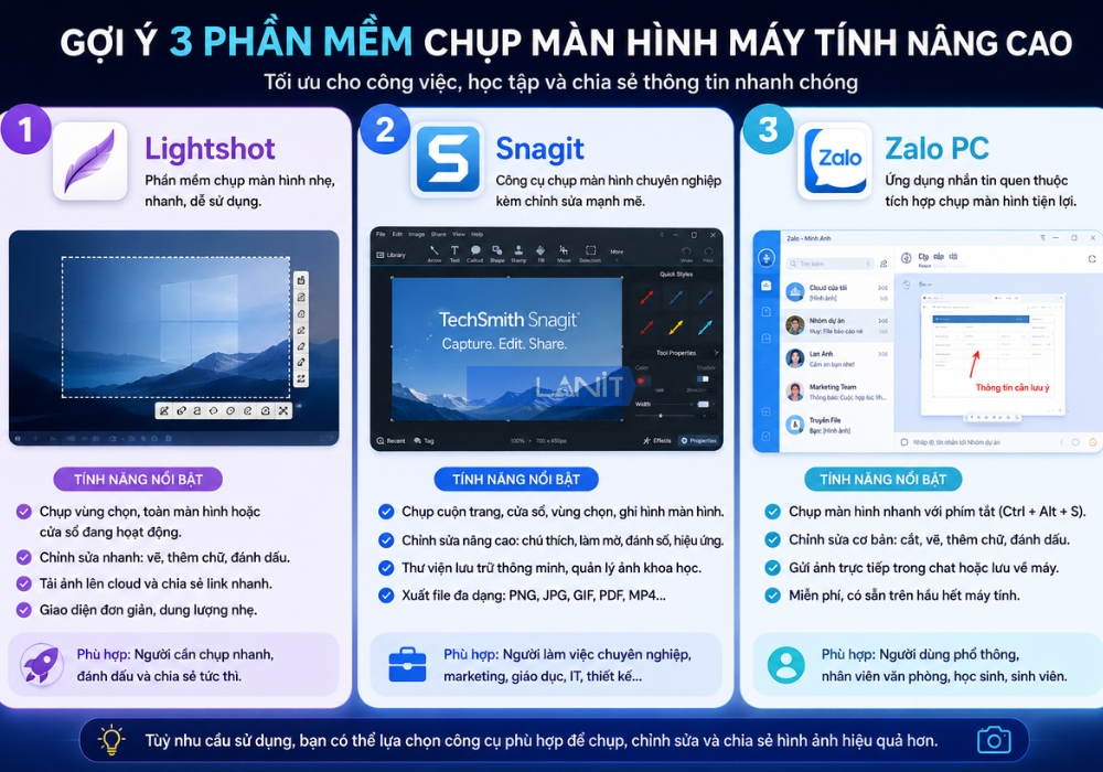 Gợi &yacute; 3 phần mềm chụp m&agrave;n h&igrave;nh m&aacute;y t&iacute;nh n&acirc;ng cao (chỉnh sửa chuy&ecirc;n s&acirc;u)