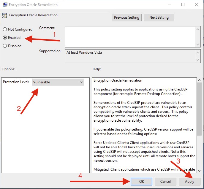 lỗi RDP connection error (Encryption error) Windows 10 3