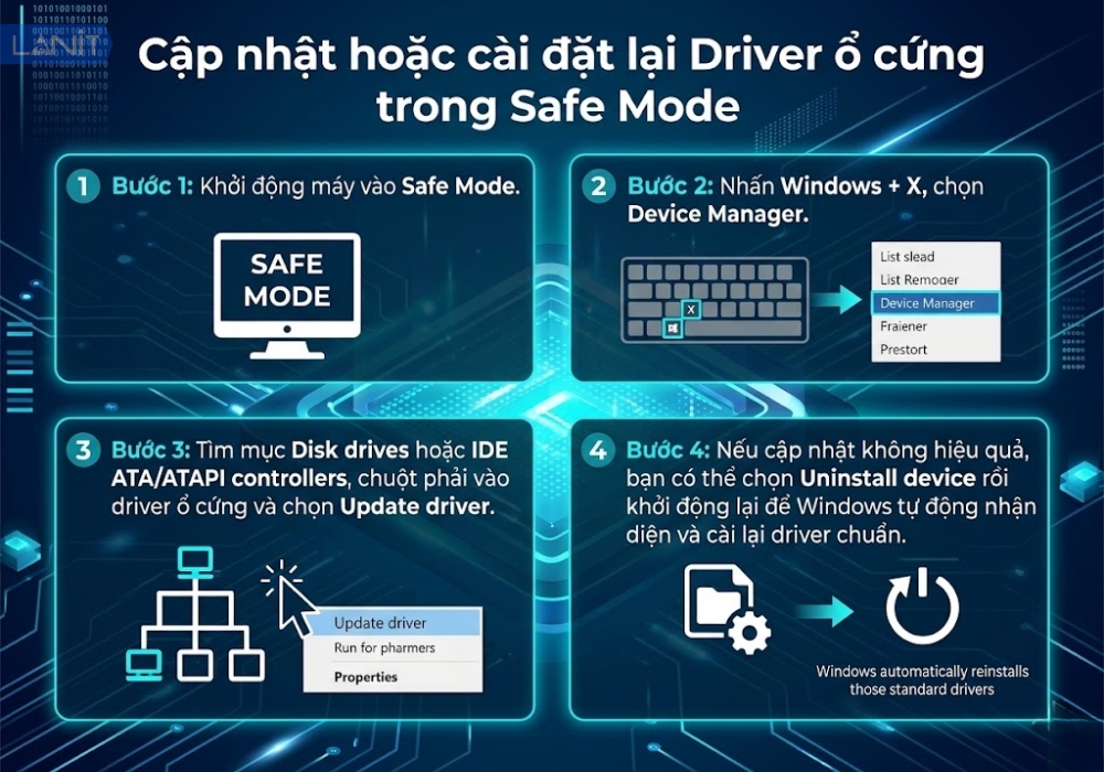 Cập nhật hoặc cài đặt lại Driver ổ cứng trong Safe Mode