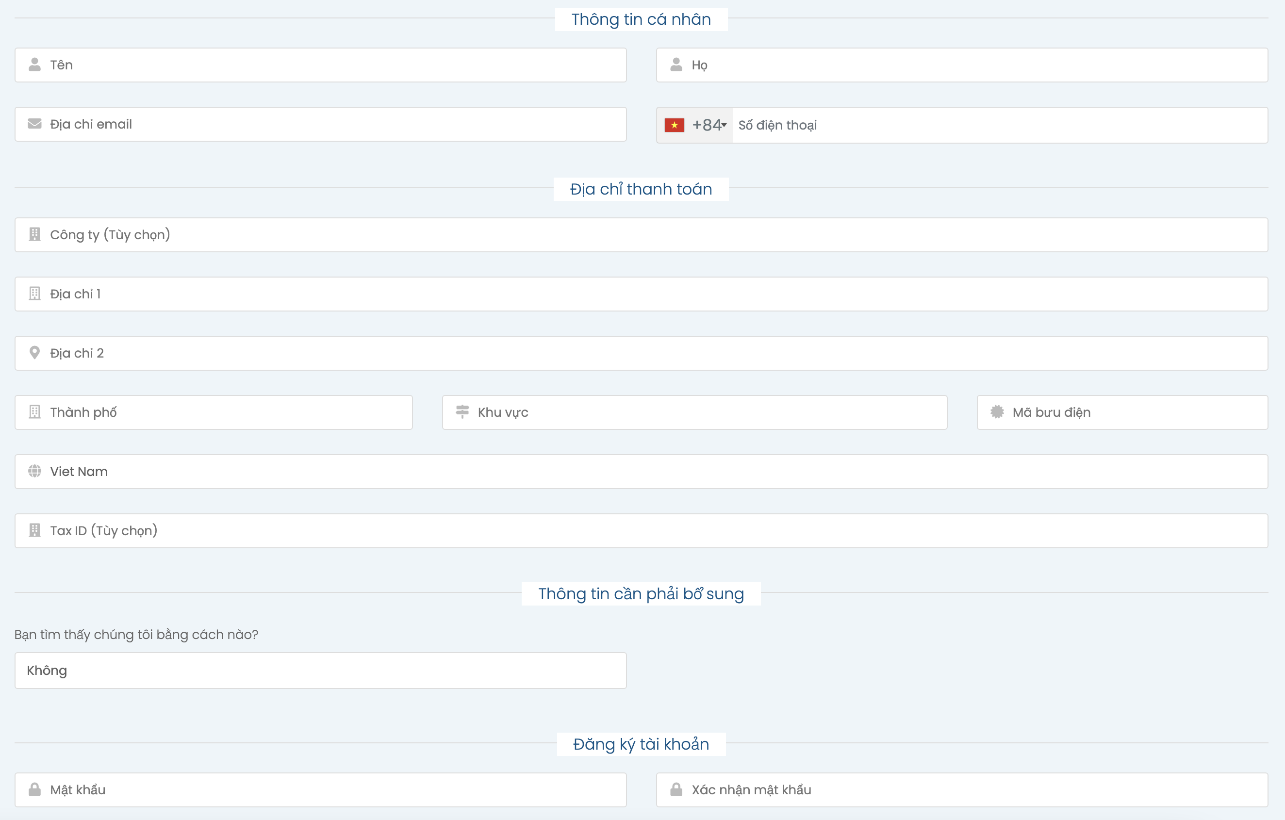 Điền th&ocirc;ng tin c&aacute; nh&acirc;n