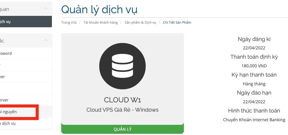 Hướng dẫn Nâng cấp tài nguyên máy chủ ảo Cloud VPS Tại LANIT
