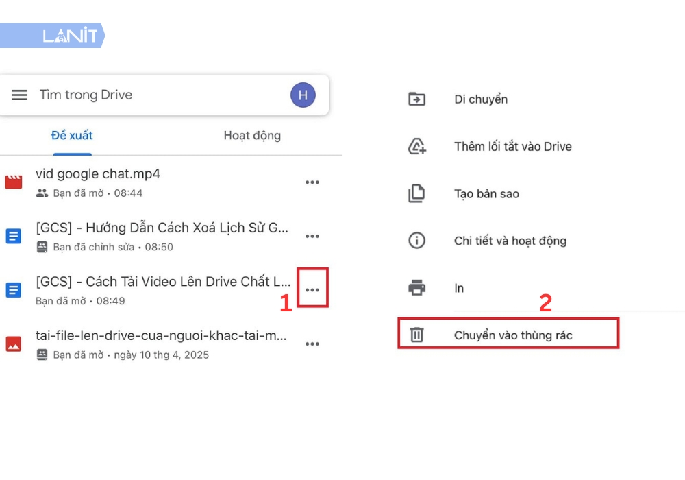 X&oacute;a file Google Drive tr&ecirc;n điện thoại (Android & iOS)