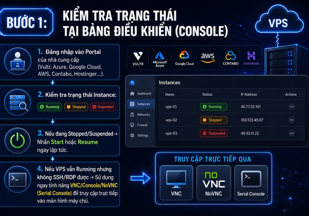 Kiểm tra trạng thái tại bảng điều khiển (Console)