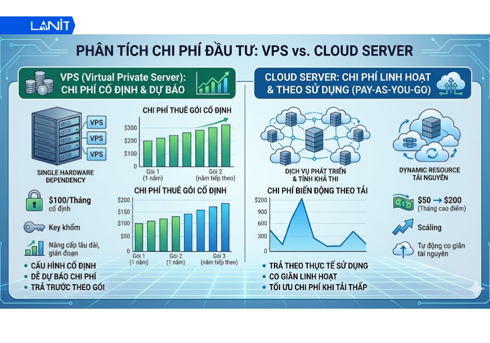 Chi ph&iacute; đầu tư giữa VPS v&agrave; Cloud Server