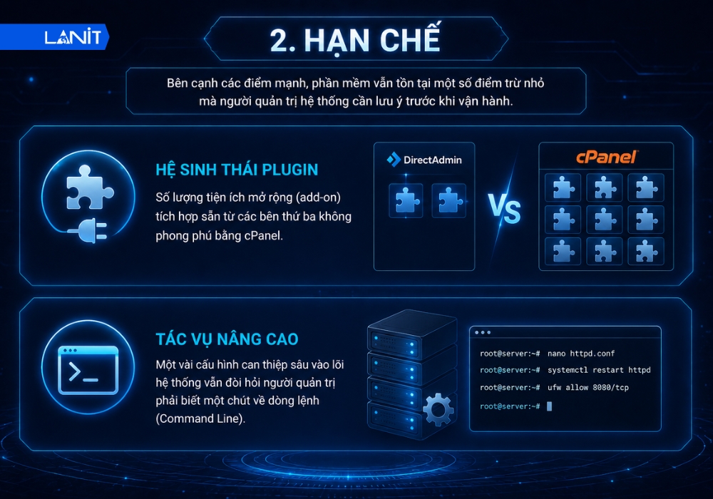 Hạn chế của DirectAdmin