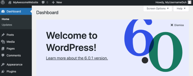 Hoàn thành cài đặt WordPress