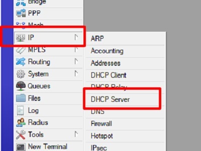 cấu hình DHCP Server trên router mikrotik: