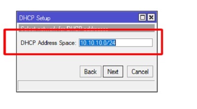 - Thiết lập DHCP Address Space.