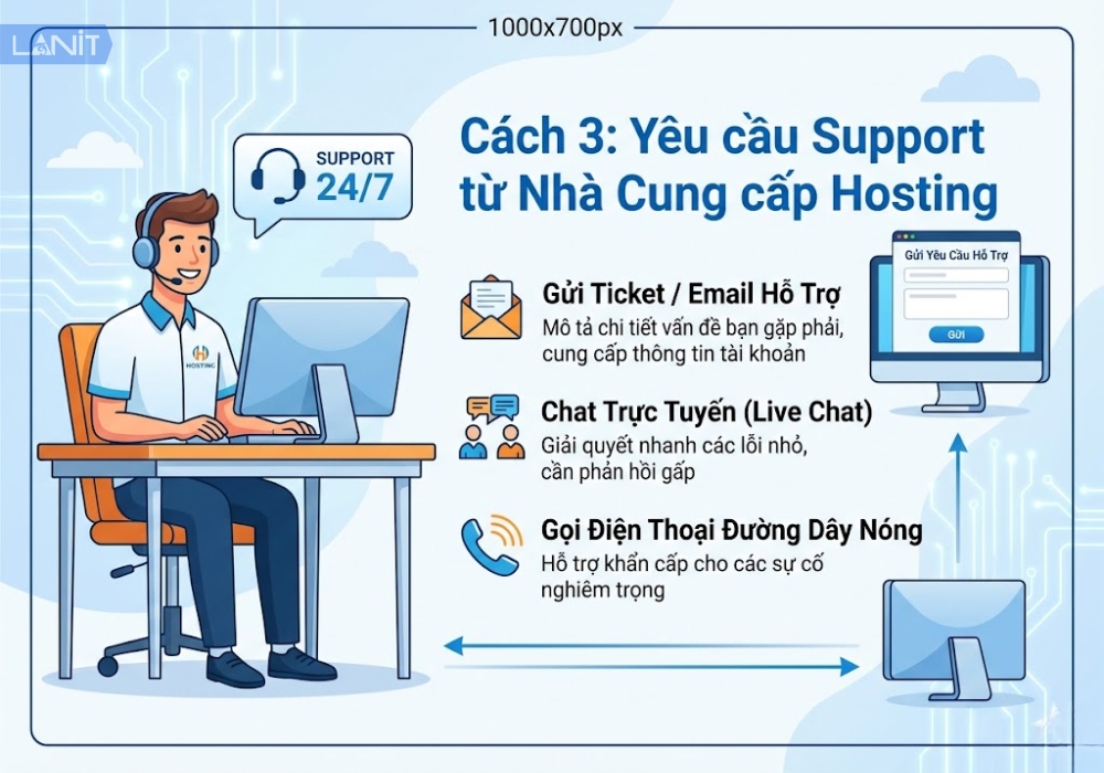 Y&ecirc;u cầu Support từ Nh&agrave; cung cấp Hosting