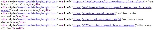 Ẩn nội dung spam và liên kết spam trên một trang web bị nhiễm virus spam SEO