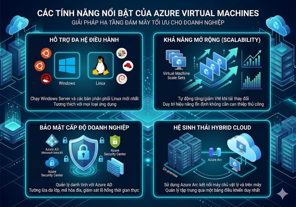 C&aacute;c t&iacute;nh năng nổi bật của Azure Virtual Machines