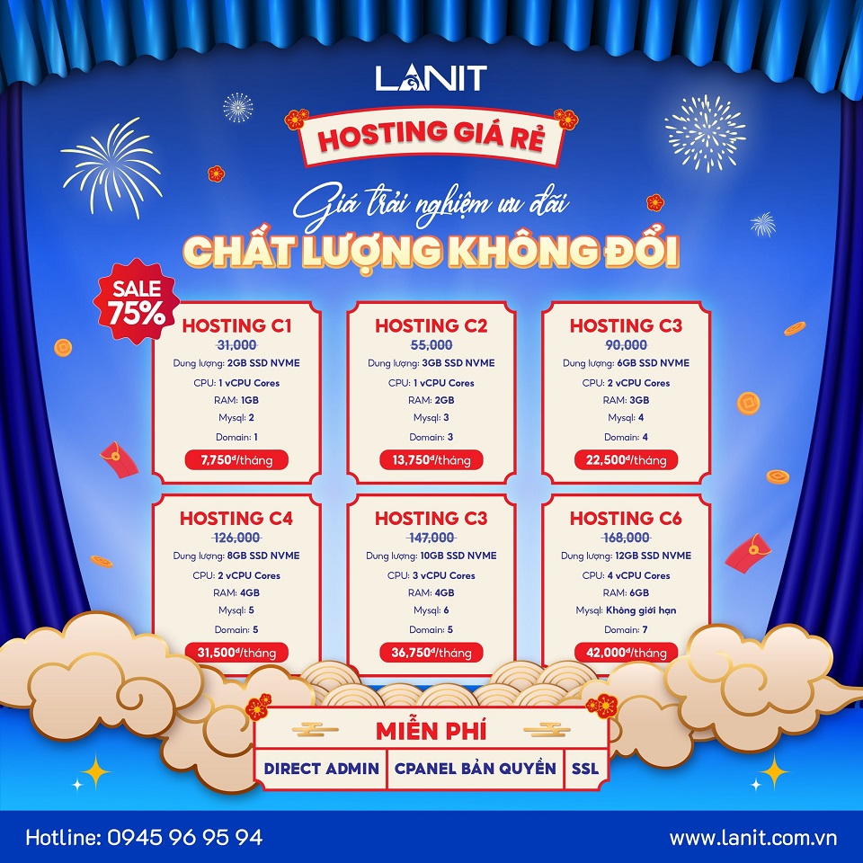 [HOT] HOSTING GIÁ RẺ Giảm Giá Đặc Biệt Nhân Dịp Tết Đến Xuân Về