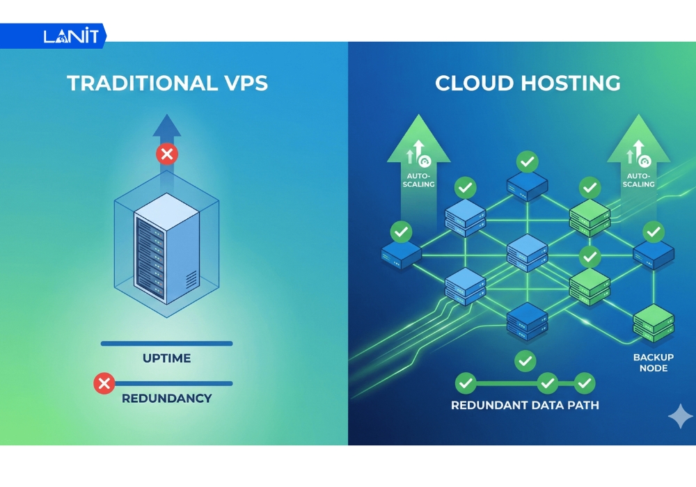 Ưu điểm vượt trội của Cloud VPS/Cloud Hosting so với VPS/Hosting th&ocirc;ng thường
