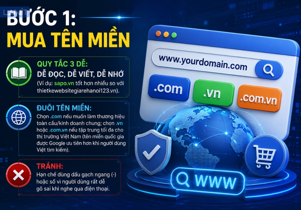 Bước 1: Mua tên miền