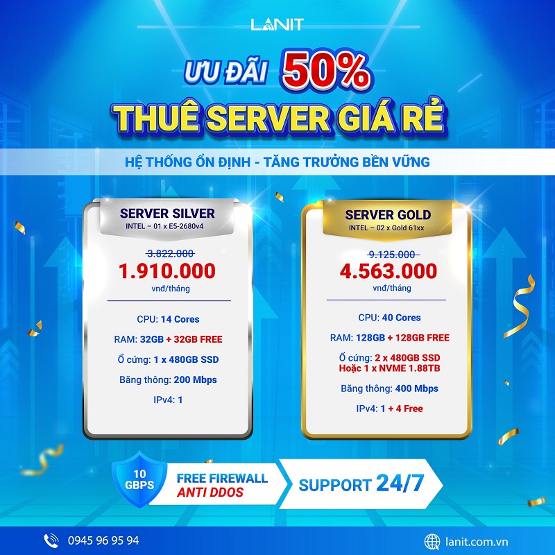 Thuê server giảm 50%