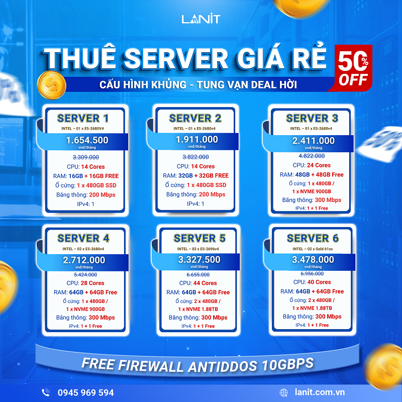 [CTKM] Thuê Server Giá Rẻ tại LANIT Sale Off 50%
