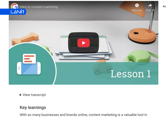 Khoá học Content Marketing trên Google Digital Garage với nội dung từ cơ bản đến nâng cao
