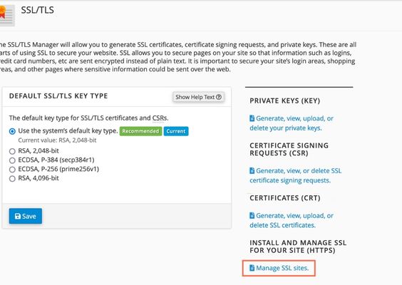 Mục Manage SSL để quản lý và theo dõi các domain đã được cài đặt SSL