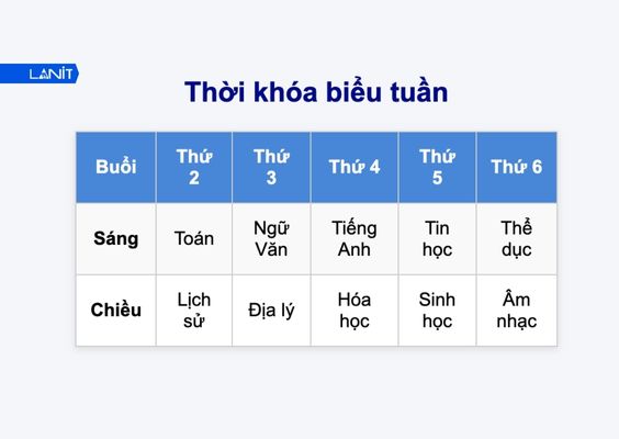 Tạo bảng thời khóa biểu