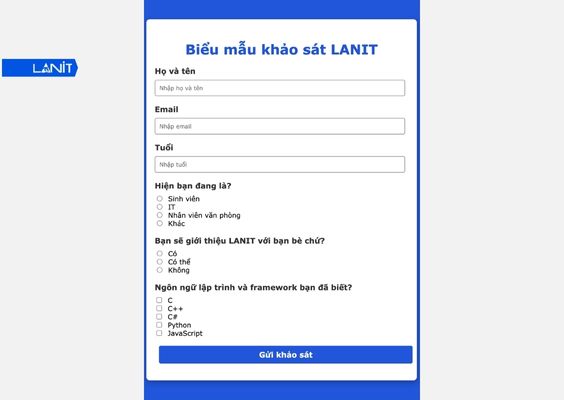 Thực hành tạo một website với form khảo sát