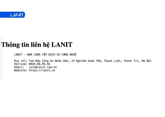 Hiển thị thông tin LANIT với thẻ <pre>
