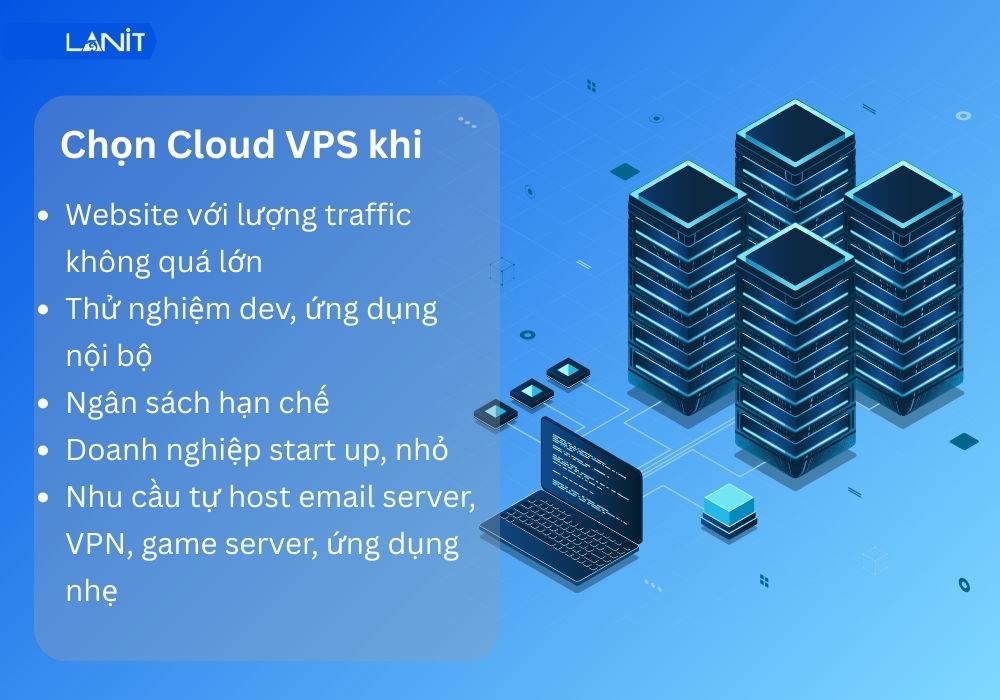 Cloud VPS phù hợp với các dự án nhỏ, người dùng cá nhân
