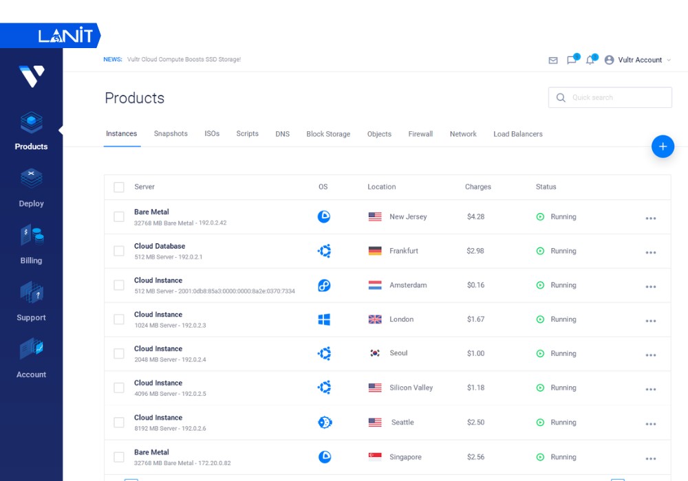 Hướng dẫn quản trị VPS Vultr qua Dashboard