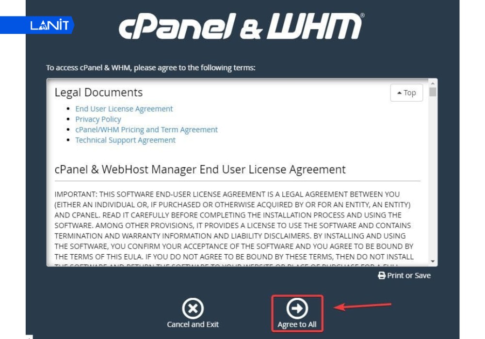 Ho&agrave;n tất thiết lập tr&ecirc;n giao diện Web (WHM)
