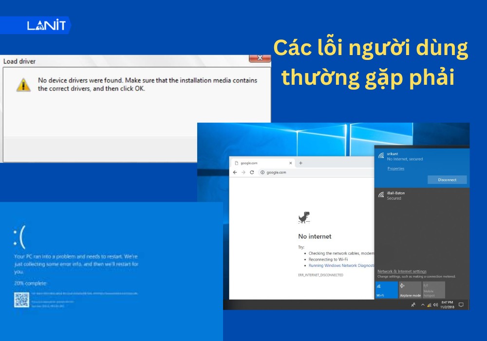 C&aacute;c lỗi người d&ugrave;ng c&oacute; thể gặp phải v&agrave; c&aacute;ch xử l&yacute;