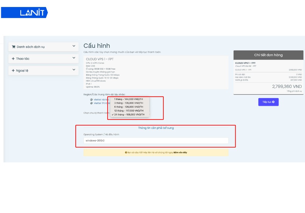 Tiến hành thanh toán