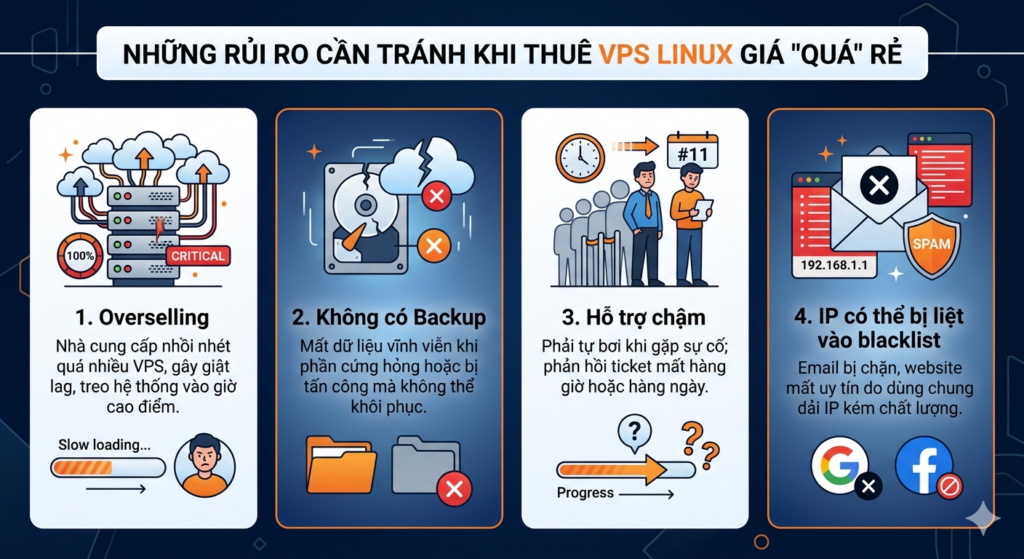 Những rủi ro cần tránh khi thuê VPS Linux giá "quá" rẻ