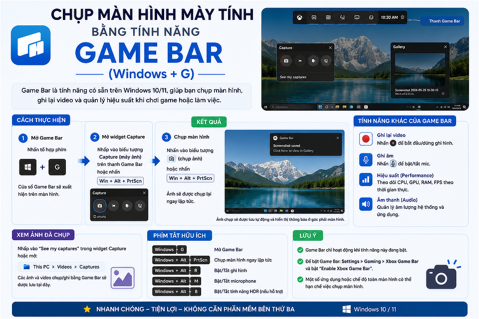 Chụp m&agrave;n h&igrave;nh m&aacute;y t&iacute;nh bằng t&iacute;nh năng Game Bar