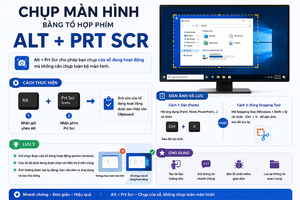 Chụp m&agrave;n h&igrave;nh m&aacute;y t&iacute;nh bằng tổ hợp ph&iacute;m Alt + Prt Scr