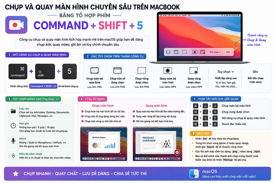 Chụp v&agrave; quay m&agrave;n h&igrave;nh chuy&ecirc;n s&acirc;u tr&ecirc;n MacBook