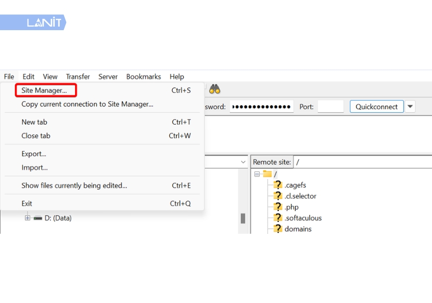 Cách sử dụng Site Manager (khuyến nghị dùng lâu dài)