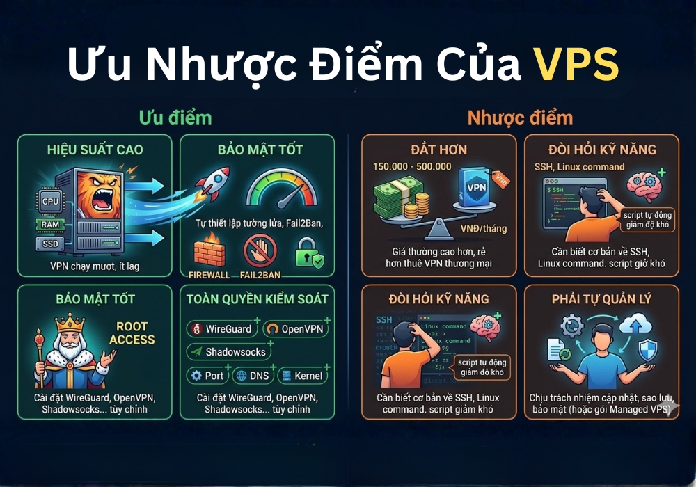 Ưu nhược điểm của VPS