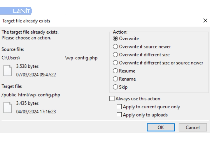 Xử lý khi gặp file trùng tên