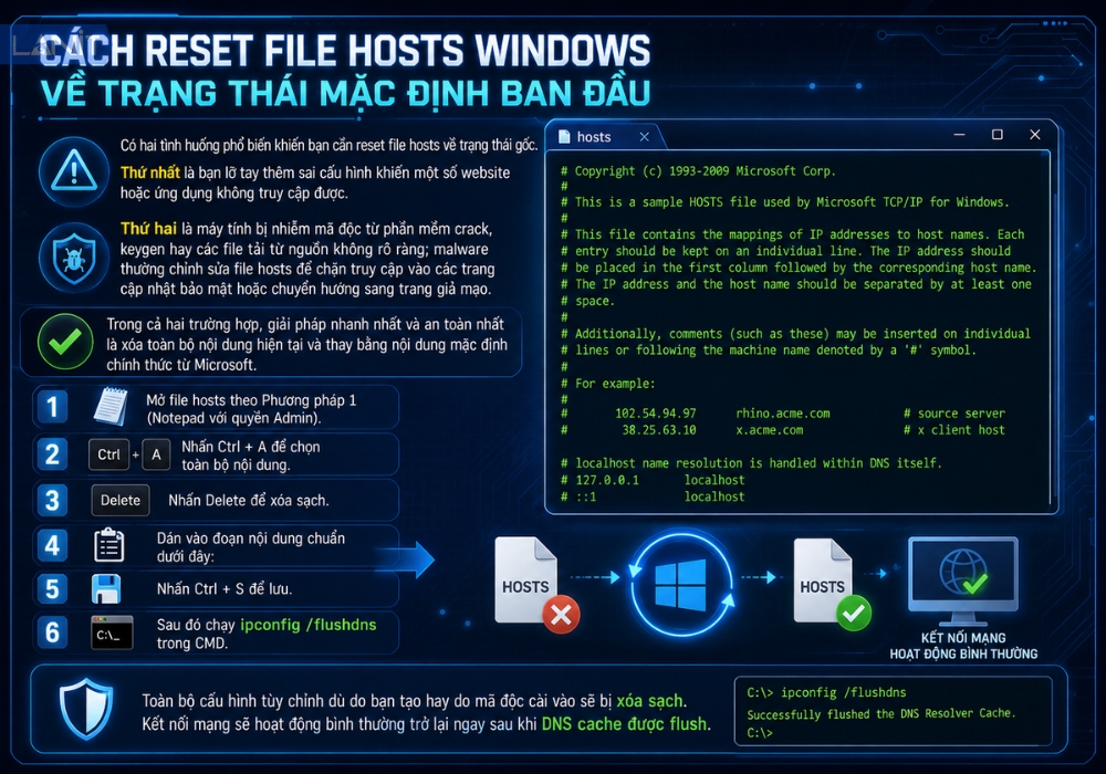 Cach Reset File Host Windows Ve Trang Thai Mac Dinh Ban Dau