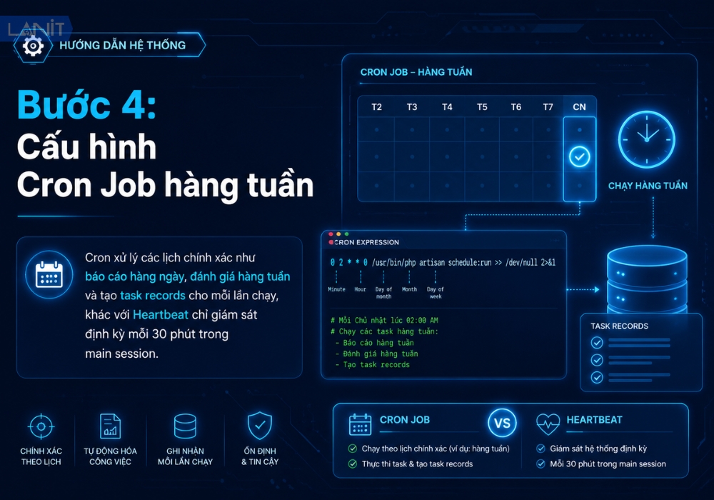Cấu h&igrave;nh Cron Job h&agrave;ng tuần