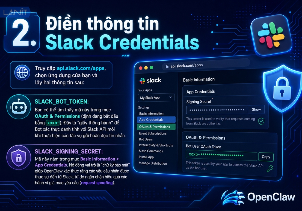 Điền th&ocirc;ng tin Slack Credentials
