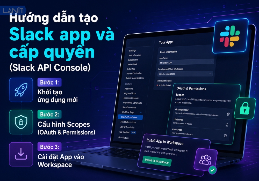 Hướng dẫn tạo Slack app v&agrave; cấp quyền