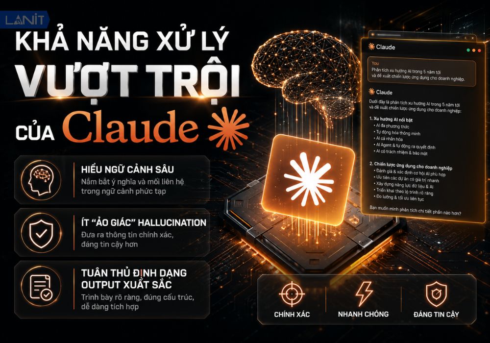 Khả năng xử l&yacute; vượt trội của Claude