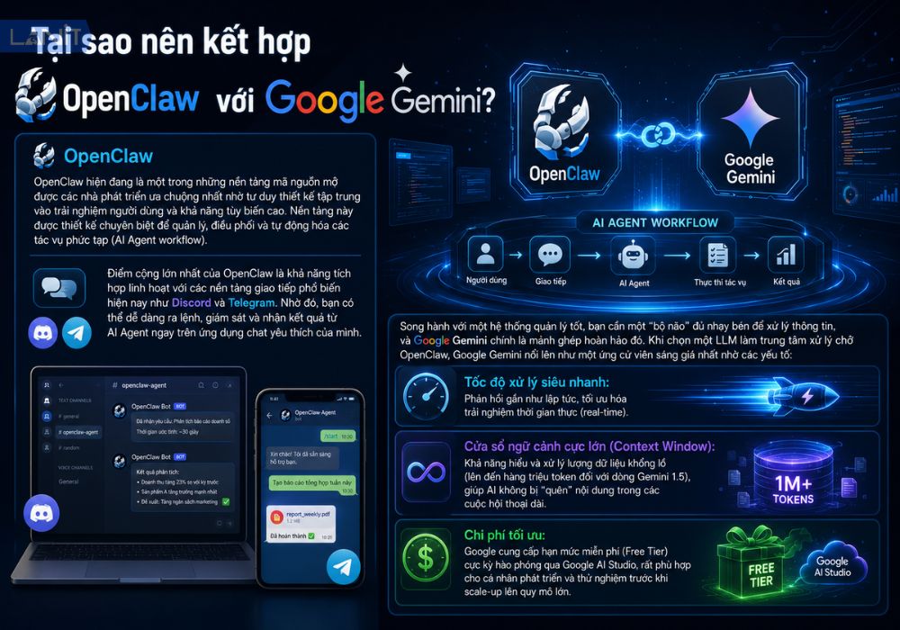 Tại sao n&ecirc;n kết hợp OpenClaw với Google Gemini?